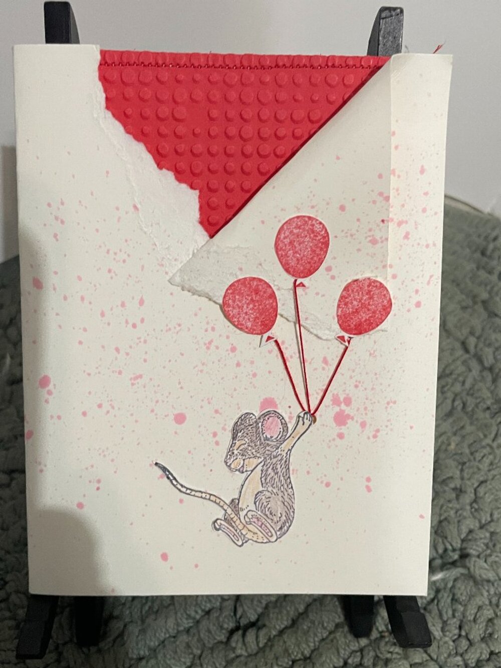Handcrafted Birthday Card 4.25" x 5.5" with envelope. Mouse BUNDLE ONLY